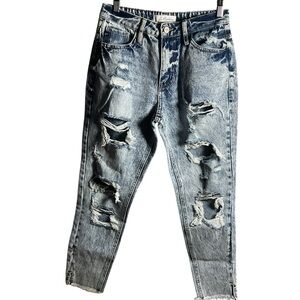 KanCan  Distressed Light Blue Jeans Ripped Straight High Rise